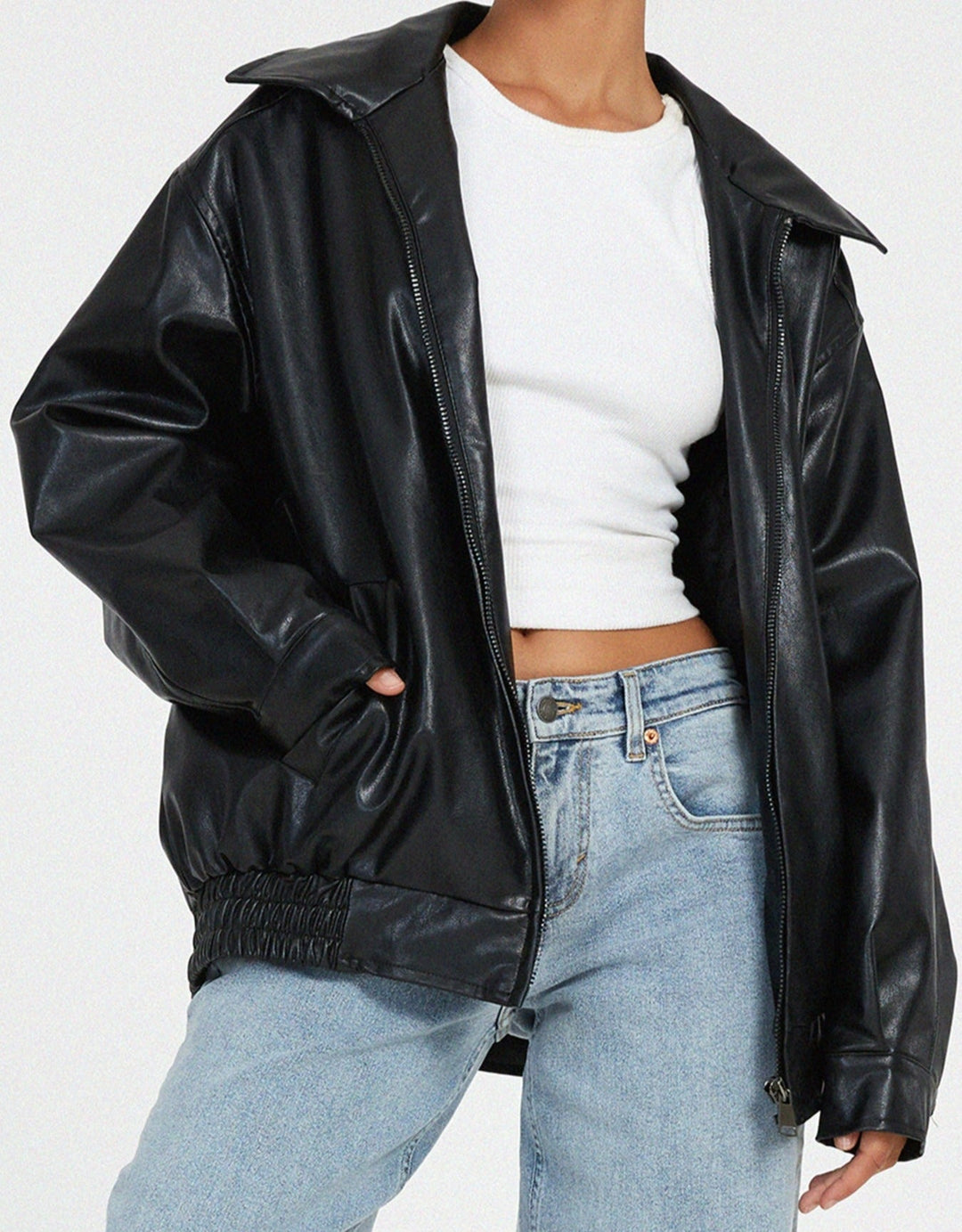 Livia - Oversized Loose Leather Jacket