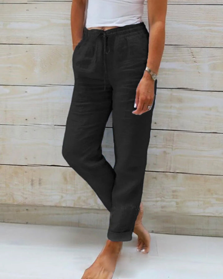 MONIKA | LINEN TROUSERS WITH ELASTIC