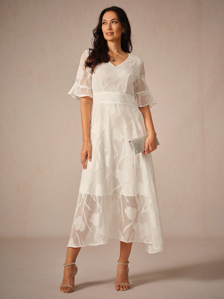 Ruffle Flutter Lace Maxi Dress