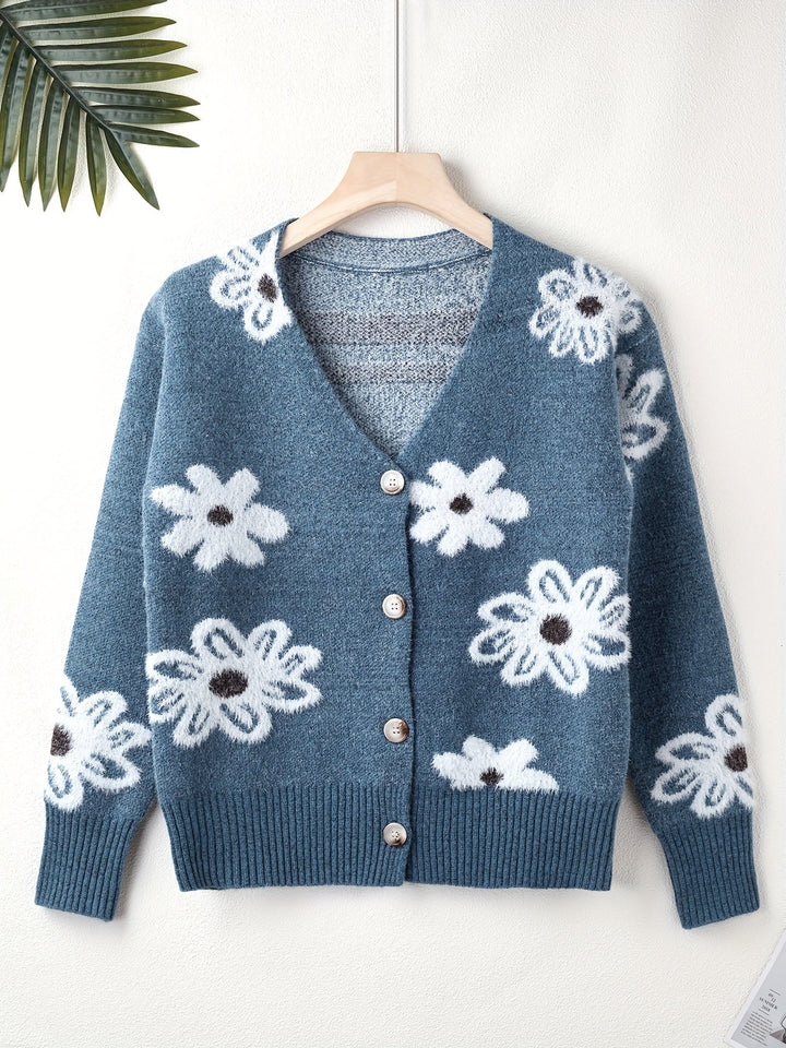 Cardigan tricoté à fleurs Mia™