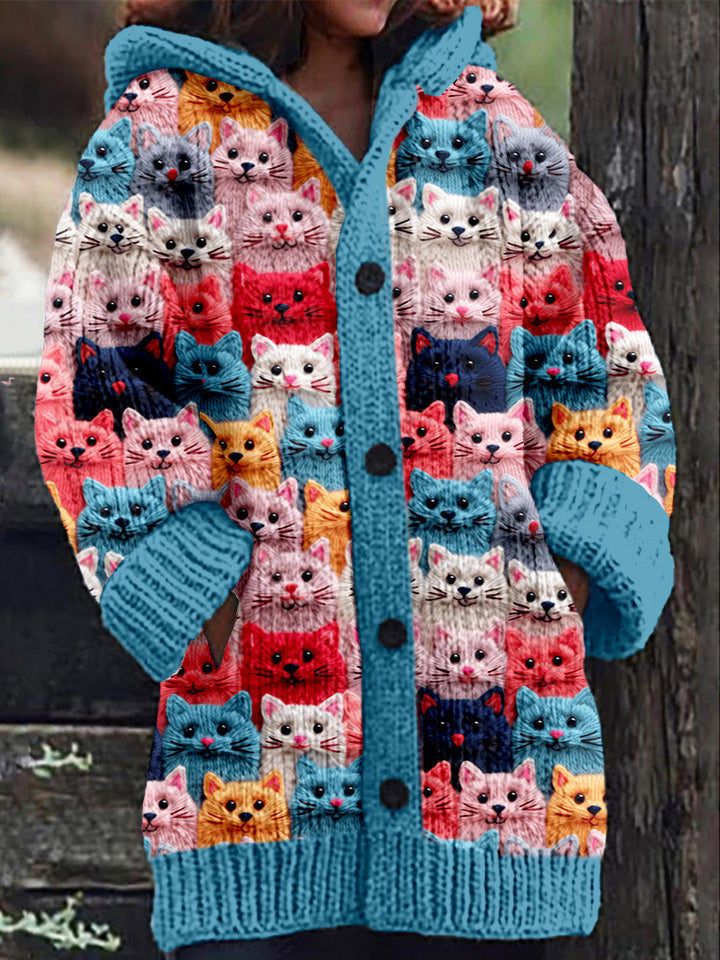 Cardigan douillet Patricia™ à motifs de chats d'automne 