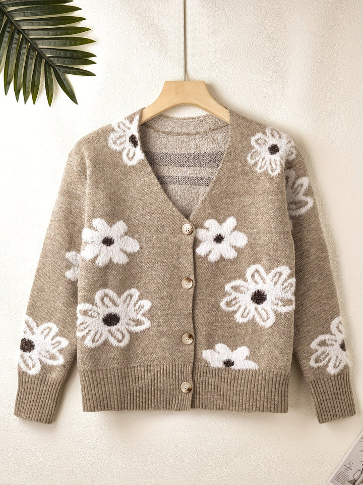 Cardigan tricoté à fleurs Mia™