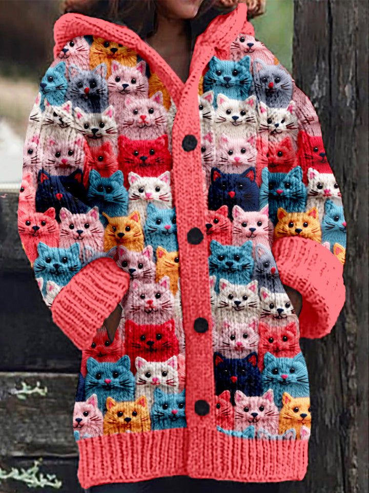 Cardigan douillet Patricia™ à motifs de chats d'automne 