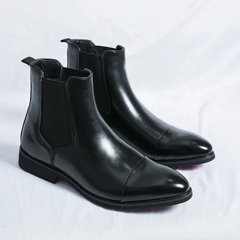 Annibale Carracci - Genuine Men's Leather Chelsea Boots