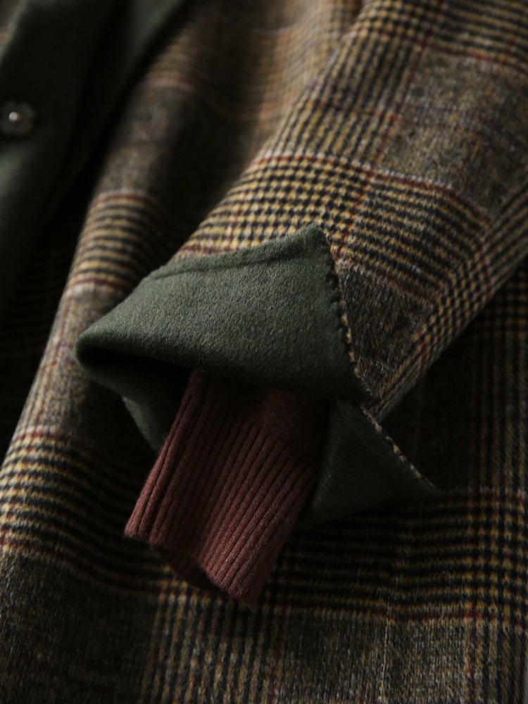 Classic Winter Checkered Wool Coat