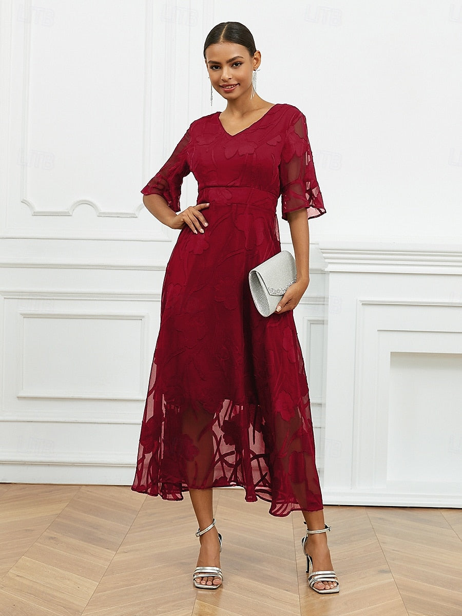 Ruffle Flutter Lace Maxi Dress