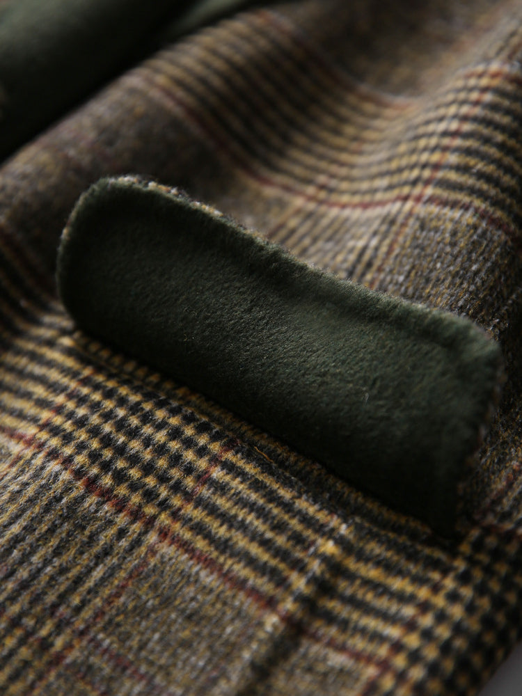 Classic Winter Checkered Wool Coat