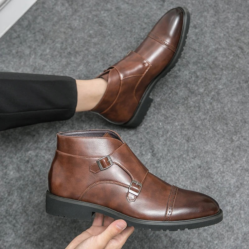 Darell™ | Leather Boots with Double Monk Strap