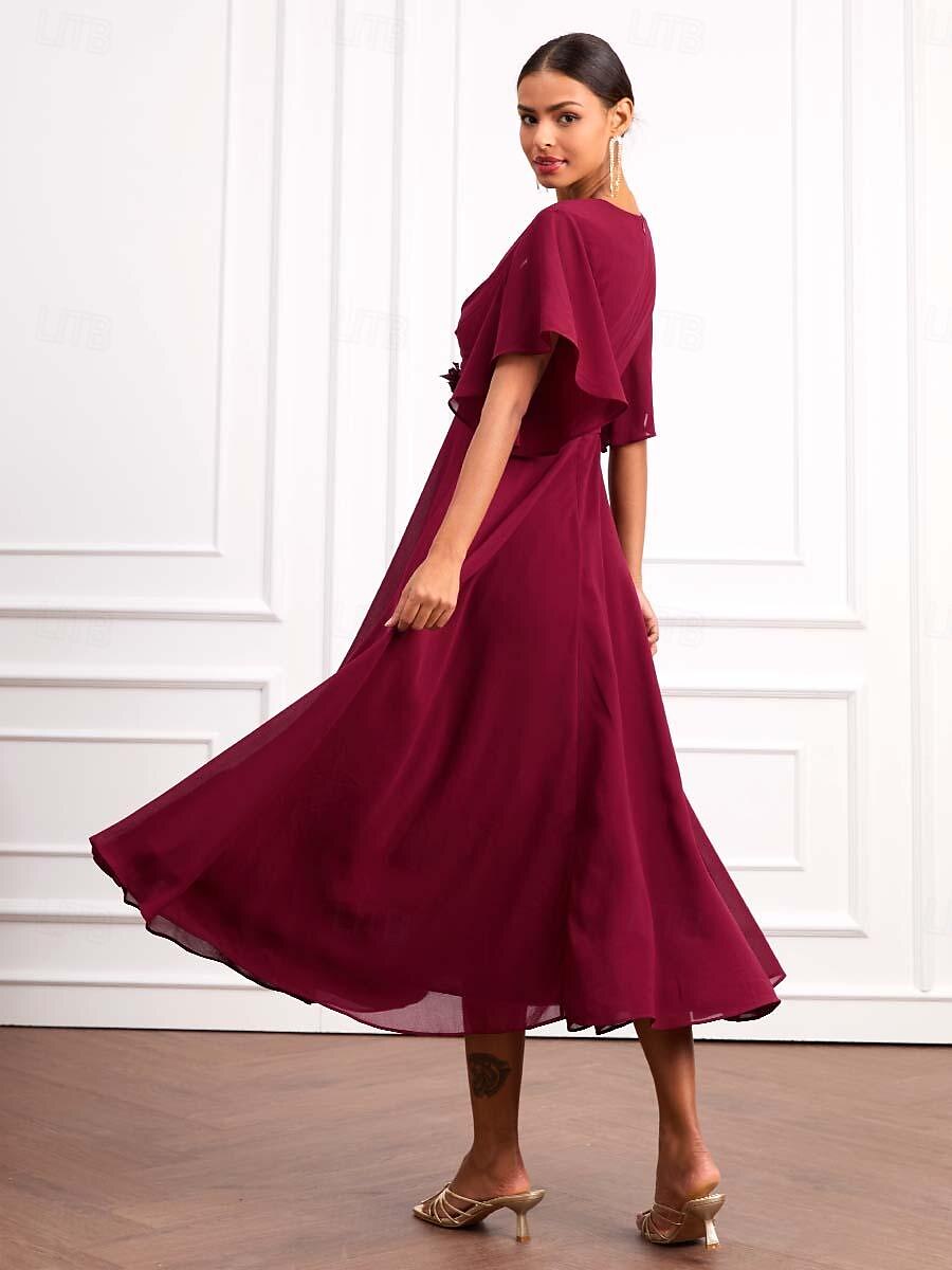 Formal Classic Wine Chiffon Dress