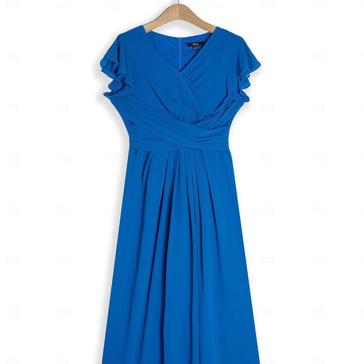 Elegant Ruffle Wrap Chiffon Dress