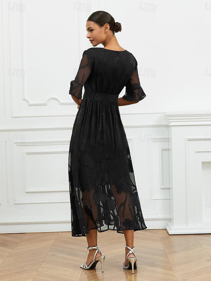 Ruffle Flutter Lace Maxi Dress