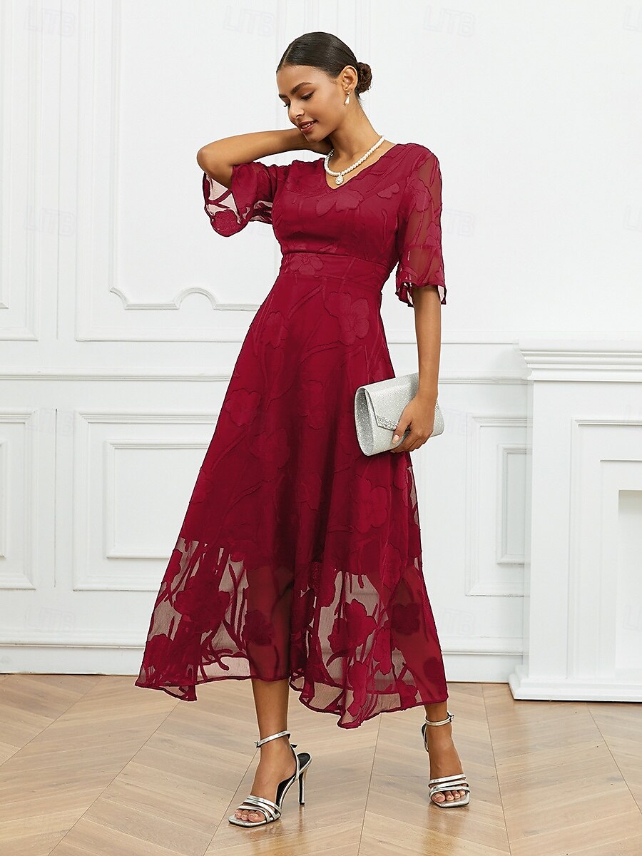 Ruffle Flutter Lace Maxi Dress