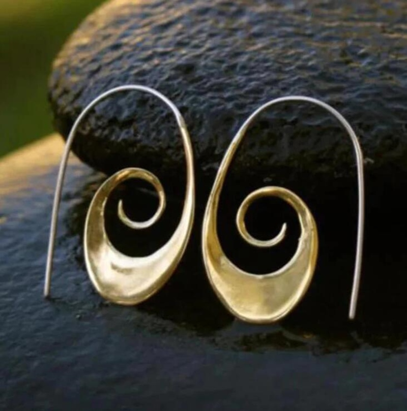 Gold and Silver Boho Spiral Earrings