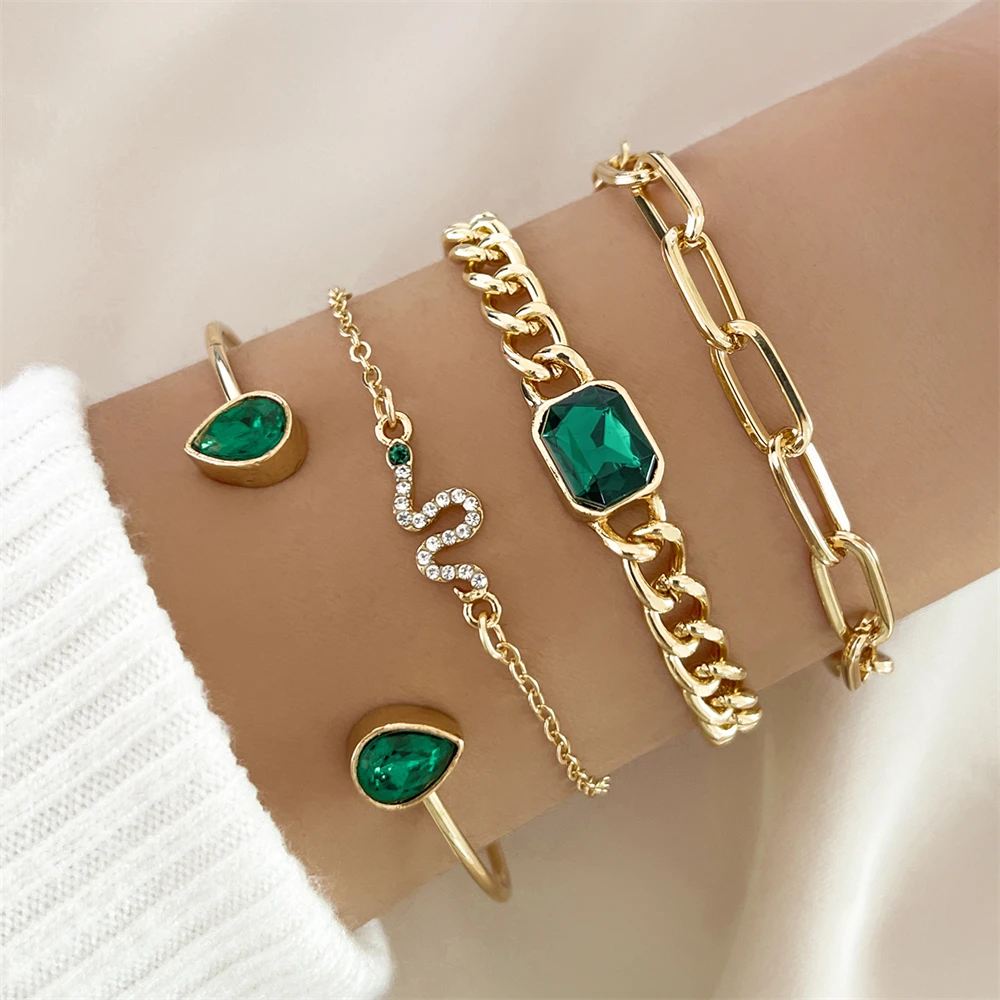 Vintage Green Crystal Bracelet Pack