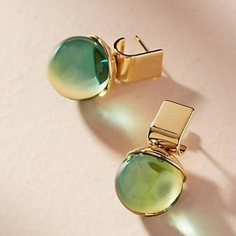 Gold-plated green crystal earrings