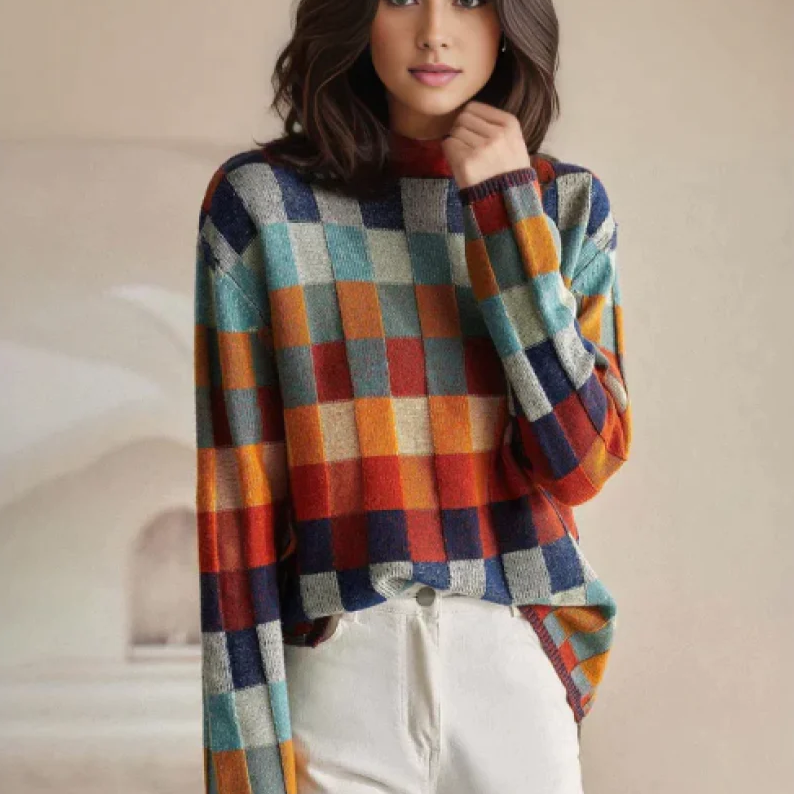 Ivana - Pull col roulé patchwork