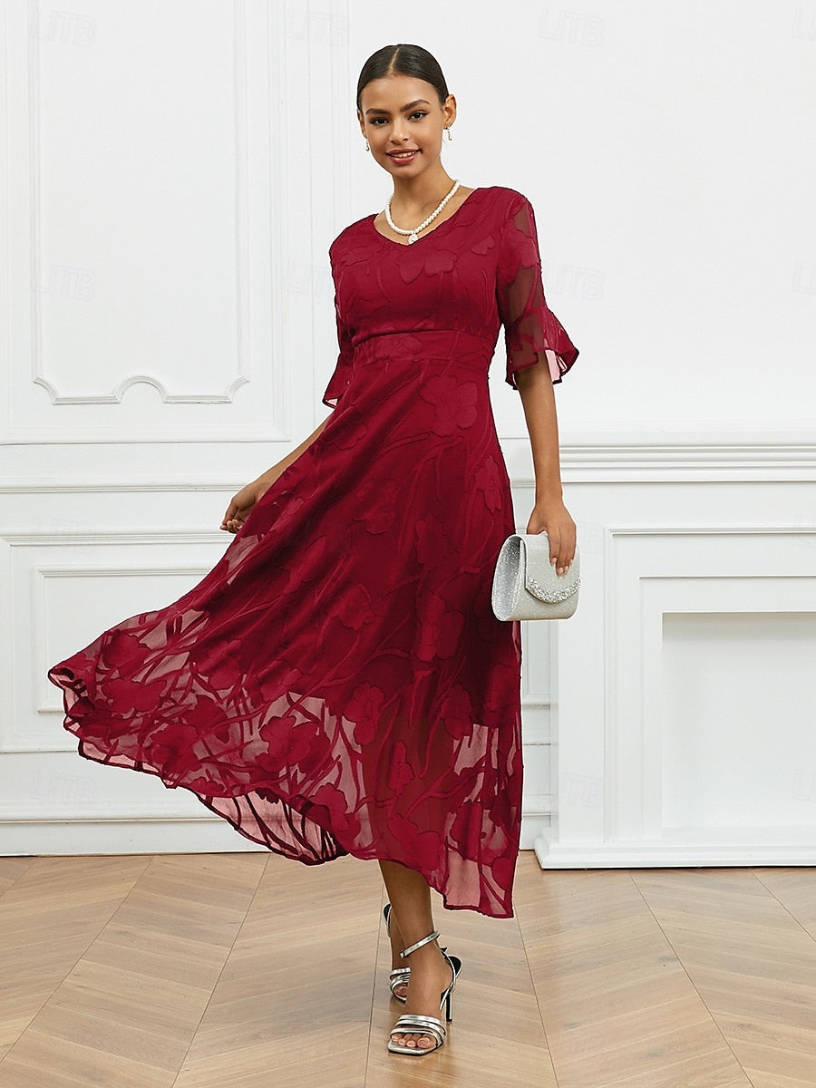 Ruffle Flutter Lace Maxi Dress