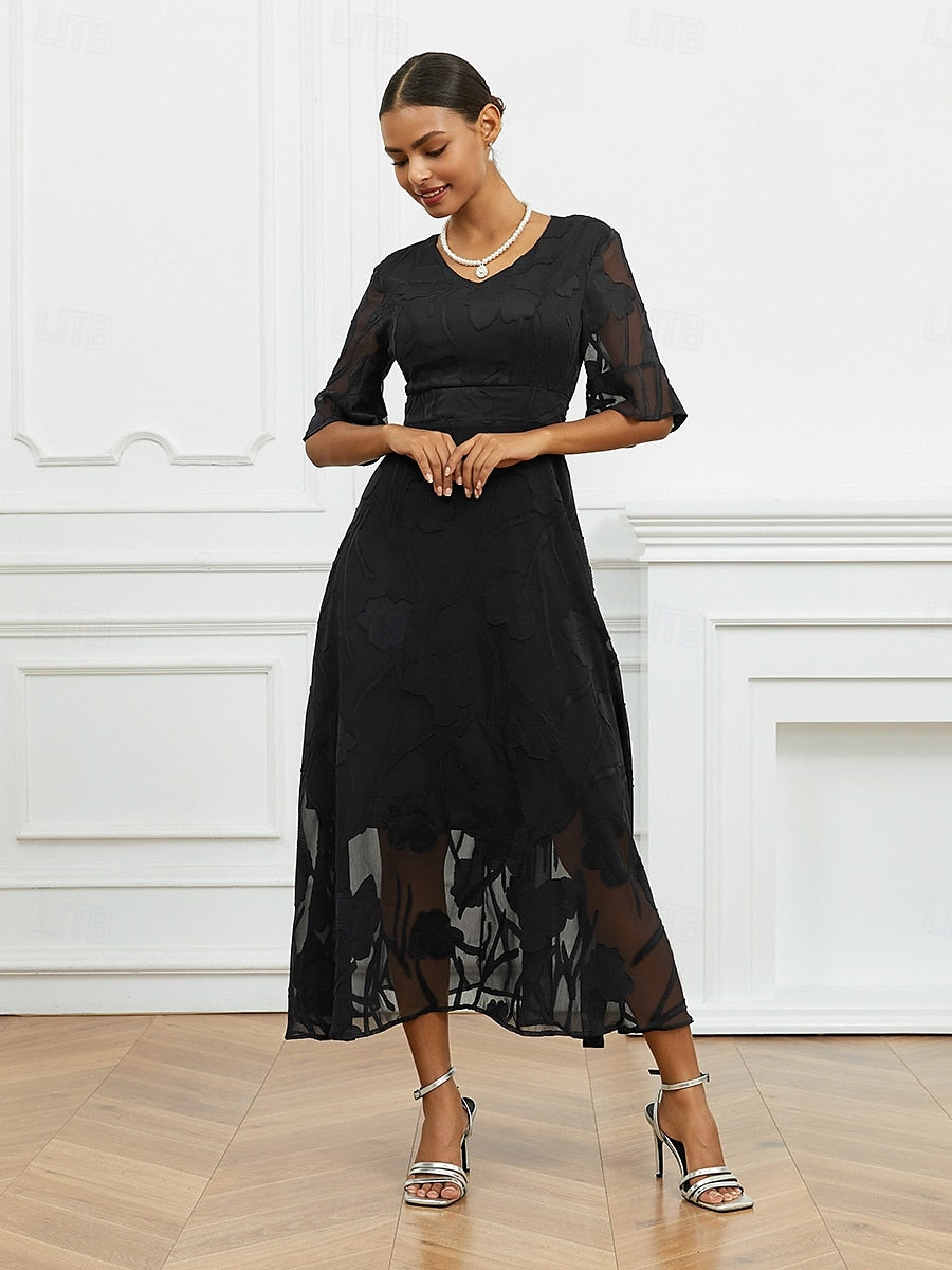 Ruffle Flutter Lace Maxi Dress