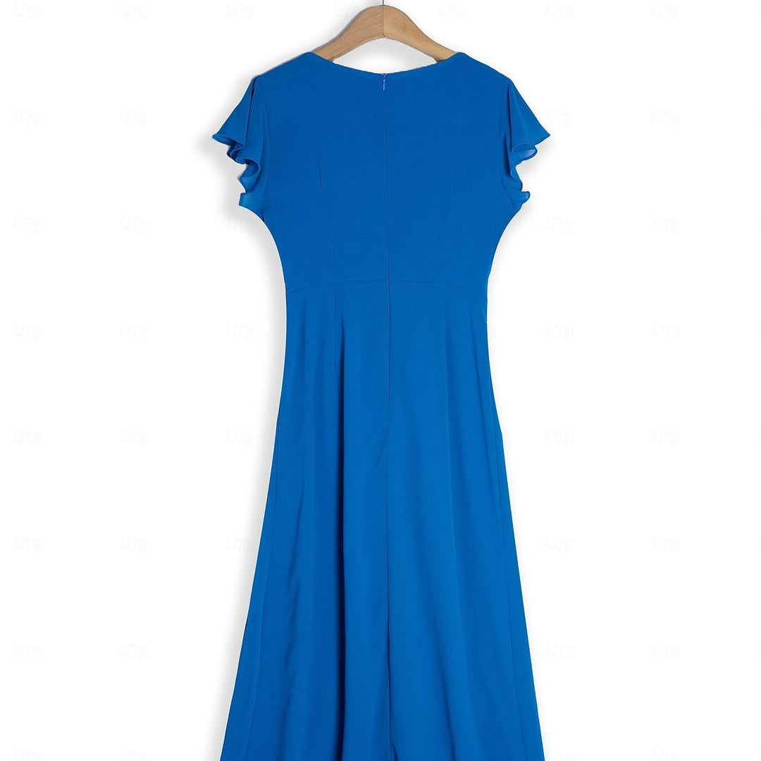 Elegant Ruffle Wrap Chiffon Dress