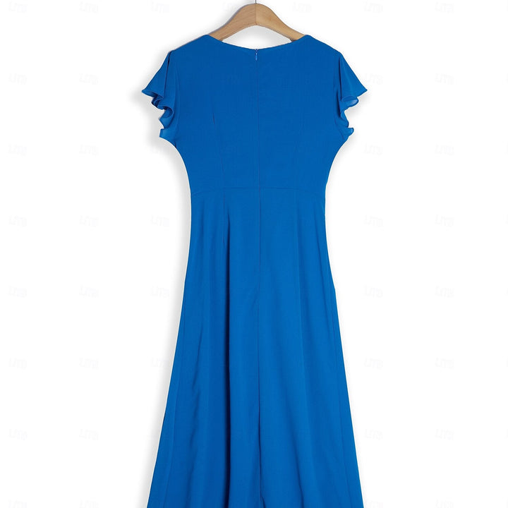 Elegant Ruffle Wrap Chiffon Dress