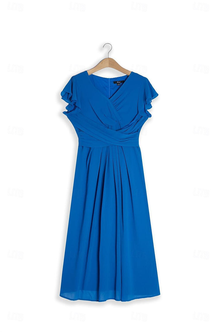 Elegant Ruffle Wrap Chiffon Dress