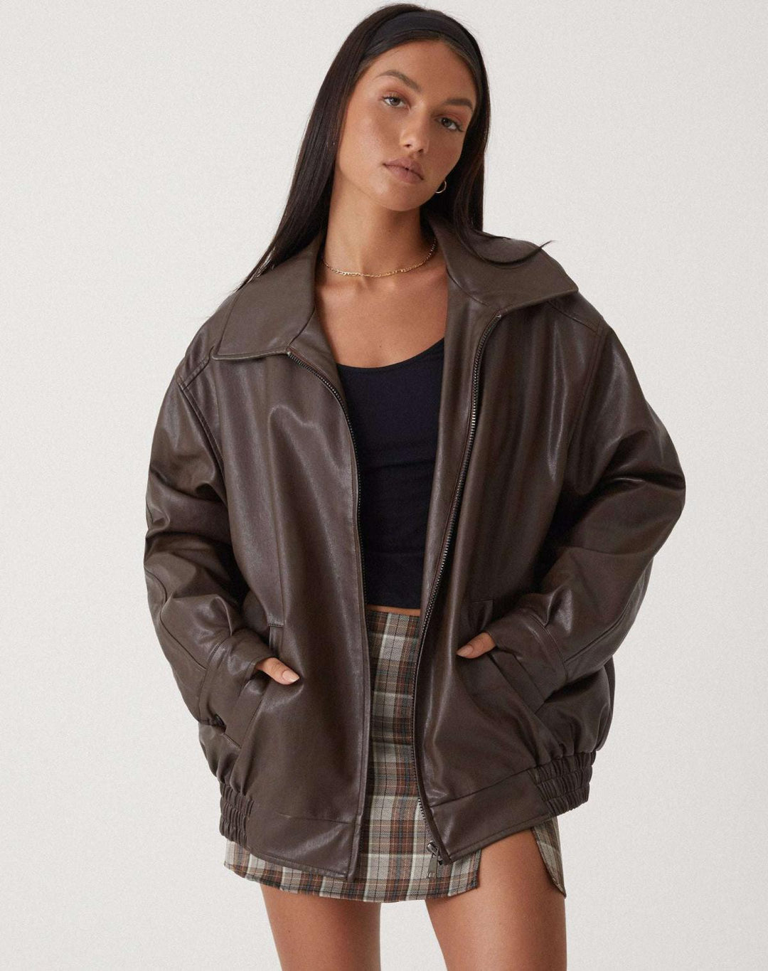 Livia - Oversized Loose Leather Jacket